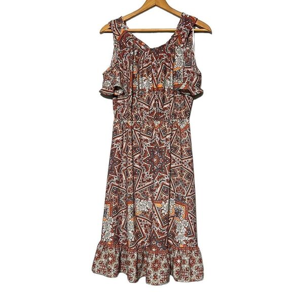 Lauren Conrad Dress Woman's Size Small Cold Shoulder Multicolor Babydoll Ruffle - Picture 1 of 10